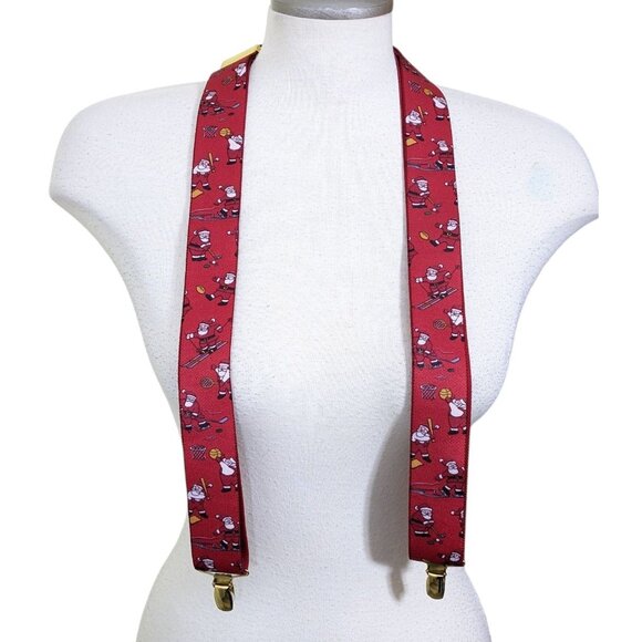 Vintage CAS German Suspenders Christmas Santa Claus Playing Sports North Pole - Picture 1 of 7